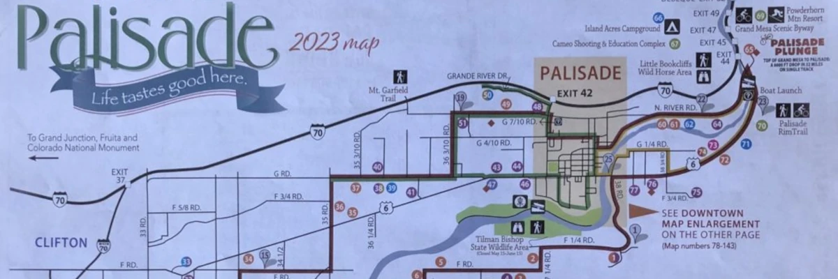 Map of the wineries in Palisade, CO